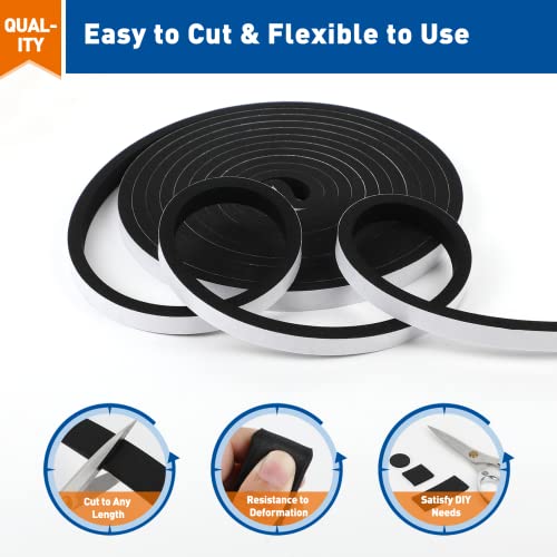 Magzo Weather Stripping Door Seal 3/8 Inch W X 1/4 Inch T, Adhesive Insulation Tape Waterproof, Total Length 26 Feet (13Ft X 2 Rolls) #TOP3