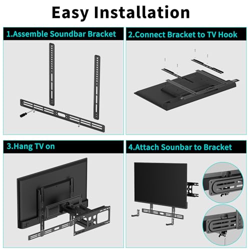 Image of XINLEI Universal Soundbar Mount with Holes /Without Holes, Sound Bar TV Bracket for Speaker Non-Slip Base Holder Extends 3.46 inch-6.1 inch,Support 20lbs SBR501