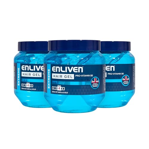 Enliven Hair Gel Extreme Hold (Blue) - 250mlx3 Pack - Mens Hair Products - Gel for Everyday Use - Shape Hair Your Way - Hair Gel Mens Products