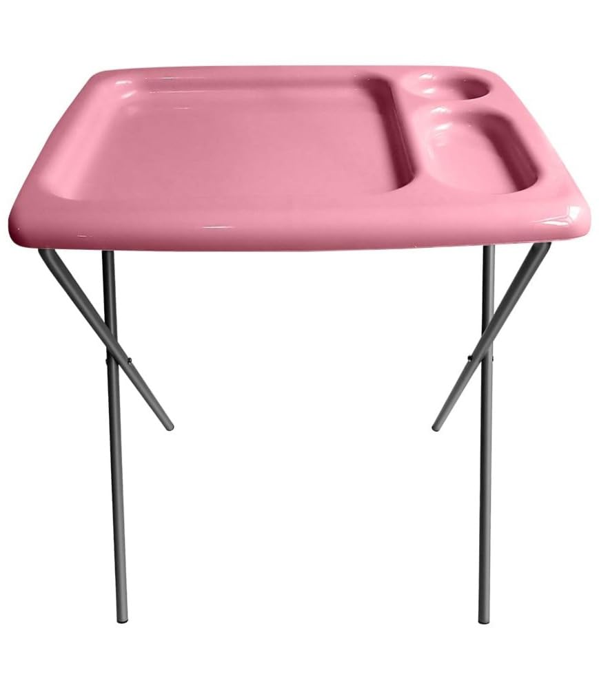 Folding TV Tray Table, Portable, Sturdy, Pink (Single)