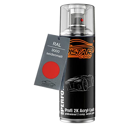 TRISTARcolor RAL 3000 Feuerrot seidenmatt 2K Acryl Spraydose Sprühdose Spritzlack Sprühlack 400 ml schnelltrocknend