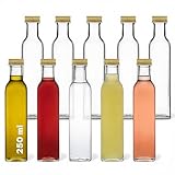 gouveo 10er Set Glasflasche 250 ml Maraska, eckig, Schraubverschluss PP31,5 (goldfarben) - leere Flaschen zum Befüllen für Likör, Schnaps, Sirup, Öl & Essig - spülmaschinengeeignet (MFET250G)