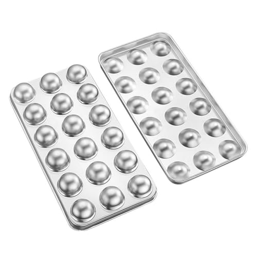 Huba Bandeja para cubitos de hielo de acero inoxidable con tapa, molde esférico de 18 cavidades para congelador de whisky.