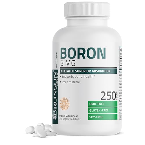 Bronson Boron 3 MG Chelated Superior Absorption Supports Bone Health Trace Mineral Non-GMO 250 Vegetarian Tablets