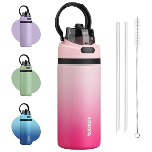Image of BJPKPK 17oz Insulated Water Bottle with Straw Lid & Handle, Stainless Steel | Leak-Proof 2-in-1 Straw & Spout Lid, BPA-Free Vacuum Insulated Bottle Fits Cup Holders for Gym, Office, Travel & Outdoor