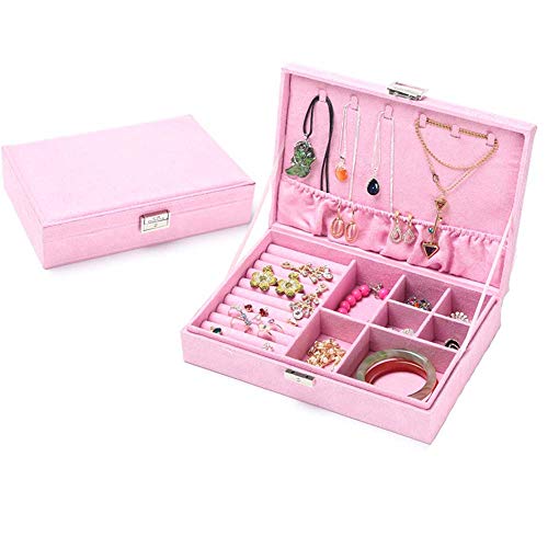 ELEAUTO Jewelry Box with Key for Women Girls Necklace Ring Storage Organizer with Lock Jewelry Organizer Portable Travel Storage Case