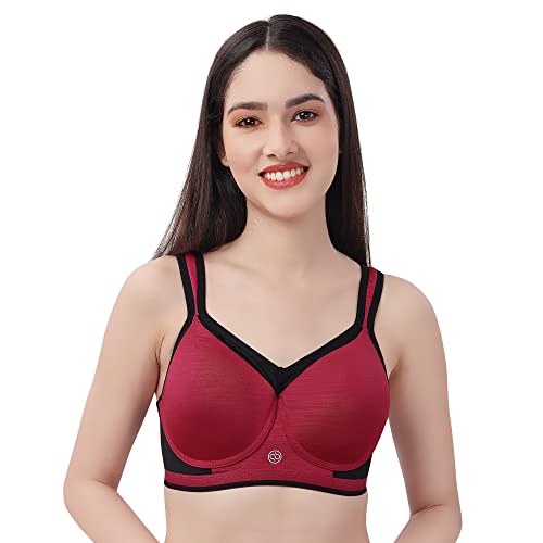 Image of SOIE Women Full Coverage Polyamide Spandex High Impact Padded Non Wired Sports Bra