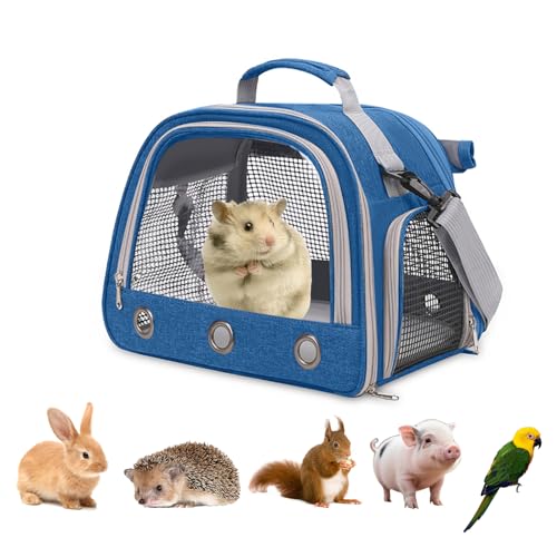 APKOL Kleine Haustier Tragetasche, Meerschweinchen Tragetasche Transportbox, Kaninchen Tragetasche, Kleintier Haustier Tragetasche für Hamster Igel Meerschweinchen und kleine Haustiere,blau
