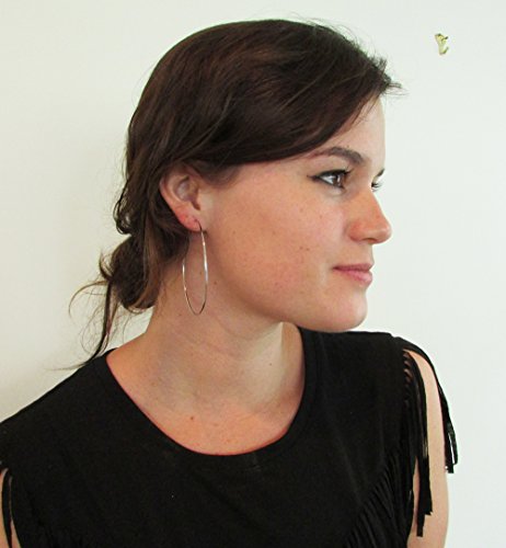 14K White Gold Continuous Endless Hoop Earrings, (1.2mm Tube)4