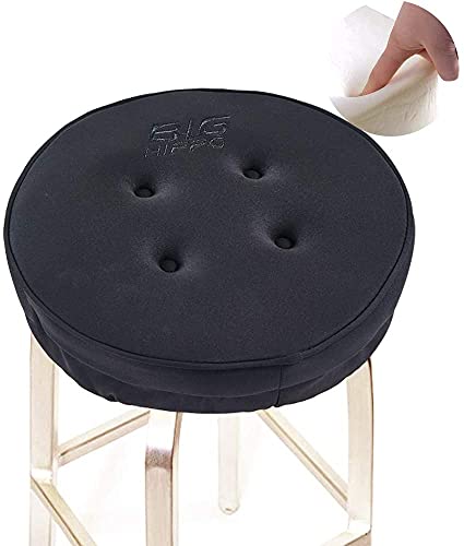 Housse de Coussin de Siège Tabouret Élastique Épais Housse de Tabouret Pratique Protecteur de Chaise Rond Doux pour Magasin à Domicile - Noir Cover