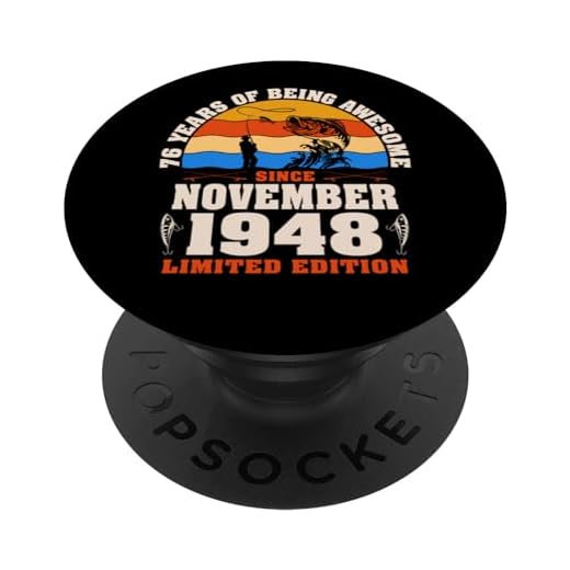 Retro Noviembre 1948 76 años amante de la pesca 76 cumpleaños PopSockets PopGrip Intercambiable