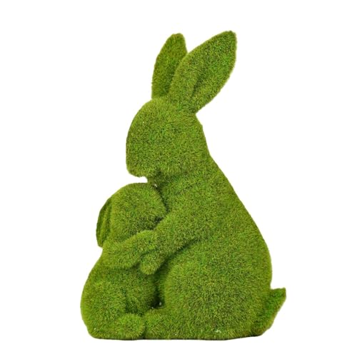 Figurines de lapins floquées douces décoratives intérieur extérieur durables