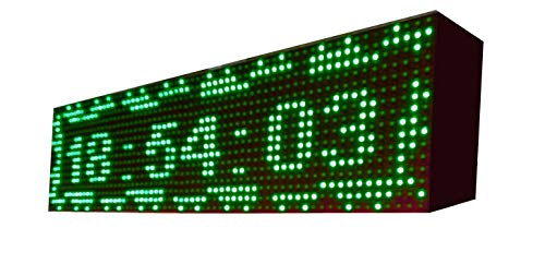 Cartel LED programable USB + WiFi con sensor de temperatura y reloj 64x16 cm para exterior/Rótulo luminoso/Pantalla electrónica/alta luminosidad/Display LED (Verde)