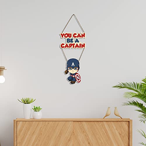 Artvibes Captain America Printed Wood Wall Hanger with Quote for Home Decor | Office | Gift | Livingroom, Bedroom | Wooden Decorative Item | Modern Decoration | Designer Artworks Hangings (WH_5709N)