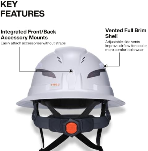 Klein Tools 60941T2 Type 2 Hard Hat, Vented Full Brim, Class C Hard Hat with Chin Strap, 6-Point Suspension with Accessory Mounts and Washable Padding, Green — view 4