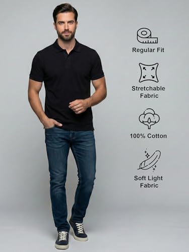Image of XENOVAURBAN Cotton Polo t Shirt for Man | Regular Fit Solid Color Classic Cotton Polo T-Shirt with Collar for Men