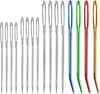 16 Pcs Large Eye Blunt Needles,Yarn Knitting Needles Tapestry Needles Big Eye Darning Needle Large Eye Stitching Needles Hand Sewing Needles Knitting Needle Wool Needles for Sewing Up Crochet Leather