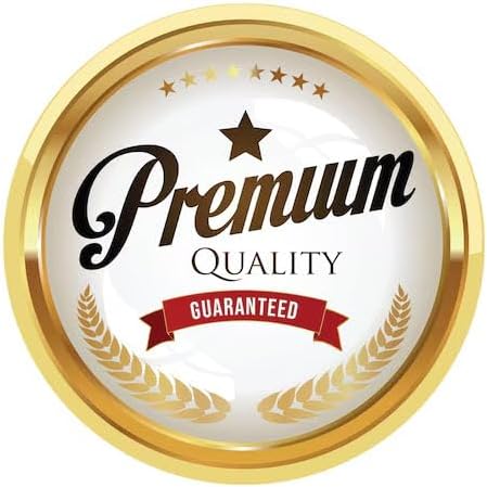 A gold circular badge with 'Premium Quality Guaranteed' text, a star, and laurel branches.