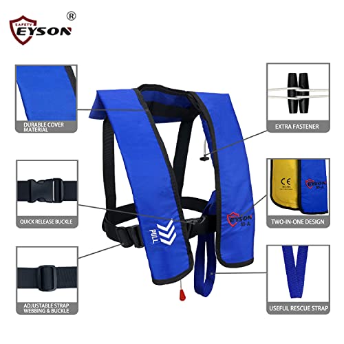 Eyson® Inflatable Life Jacket Life Vest Basic Automatic/Manual (Blue Auto) #TOP3