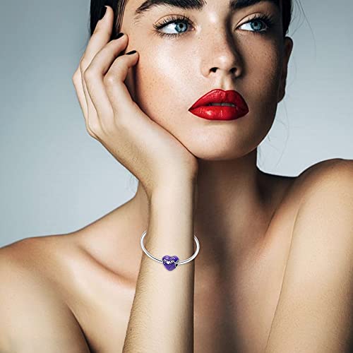 Happystar “I Love Mom” Bead Charm Fits Charm Bracelet Necklaces 925 Sterling Silver Bangle Bead Mother's Day Gifts For Women & Friends（With One Spacer Bead Charms） #TOP4