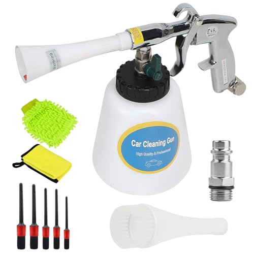 EXLECO Pistola per pulizia auto ad alta pressione, pistola di lavaggio 60L, 6~9,2 bar, compressore ad aria per pulizia, detergente per interni, pistola per lavaggio interni con ugello, asciugamani