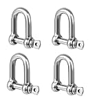 TERF M6 Heavy Duty Commercial D-Shackle Steel M6 (6mm) D-Shackle Ring Use For Heavy Duty Construction Rigging Vehicle Recovery Hauling Tie Downs Hanging and Multi Purpose Use - Pack of 4, Silver