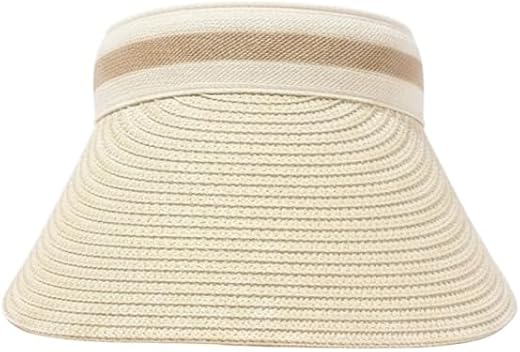 FabSeasons Foldable Straw Sun Visor Hat for Women - Wide Brim Summer Beach Cap with UV Protection, Roll-up Portable Ponyta...
