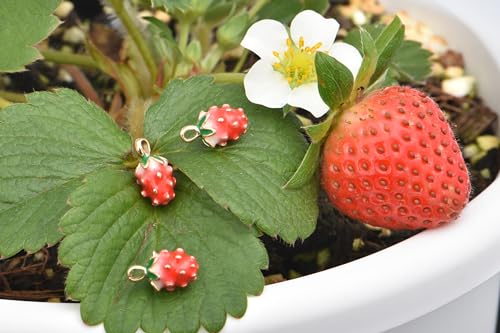 Image of VIDRIO Pack of 80 3D Strawberry Enamel Charms Colored Pendants Hawaii Style Accessories for Necklace Bracelet Jewelry Making DIY Crafting
