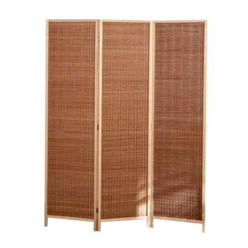 高さ120cmの3/4/5/6パネル折りたたみスクリーン、寝室、リビングルーム、オフィス用のしっかりとした編み込みパネルハンドメイドウィッカールームディバイダー(Color 2,120X50CM-5Panels)