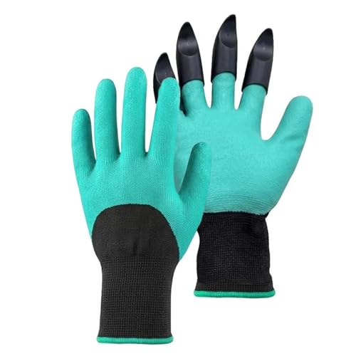 Image of Anandi Green's Heavy Duty Garden Claw Gloves with ABS Fingertip Claws for Digging, Planting, Weeding & Soil Mixing Free Size, Green Color
