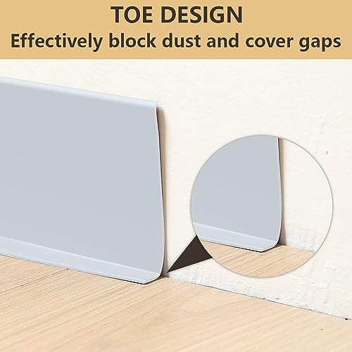 Lifronkit Flexible Baseboard Molding Trim, Peel and Stick Rubber Baseboard Trim, Self-Adhesive Design Vinyl Wall Base Moulding Trim, 4inch(W) x 40feet(L), Grey by Lifronkit - Used condition - Image 4