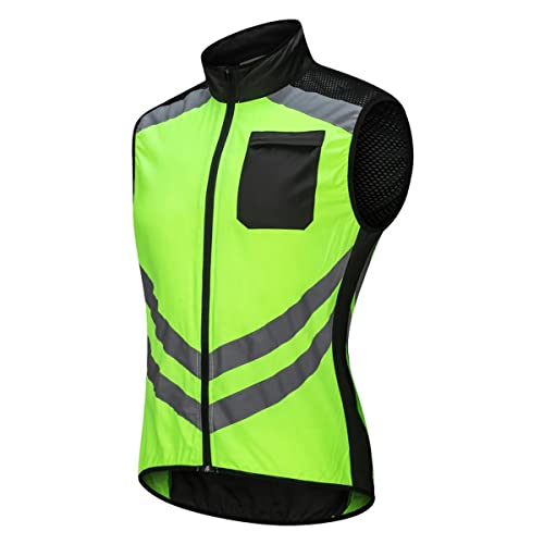 Chaleco Reflejante Bicicleta Hombre Verano Chaleco Ciclismo MTB Chaleco Deportivo Reflectante Chaleco para Correr a Prueba de Viento con Bolsillo Chaqueta Sin Mangas