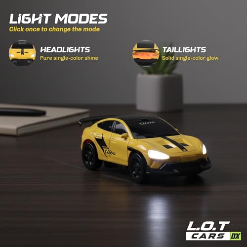 Image of L.O.T Cars Dash Remote Control Car Toy | 2.4Ghz, 1:64 Scale | Rc Cars, Rc Drifting Cars, Proportional Steering, Birthday Gift, Dual-Speed Modes & Lights with 100m Remote Range (Sports Yellow)
