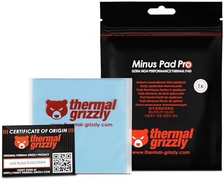 Thermal Grizzly Minus Pad Pro - Termal Arayüz Pedi, 100x100x2.0mm, Elektriksel Olarak İletken Olmayan, SSD'ler, GPU'lar ve Elektronik için Yüksek Isı İletkenliği ve Sıkıştırılabilirlik - Görsel 1