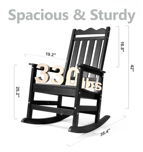 image for PASAMIC Outdoor Rocking Chairs Set of 2, Weather-Resistant HDPE Front 