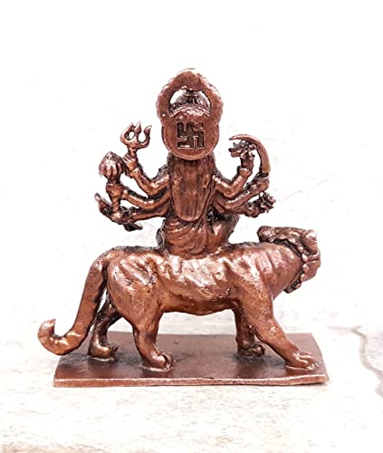 Image of Copper Idols, 2.6 inches, Copper Handmade Goddess Durga, 150 Grams, Patina Antique Finish, Pack of 1 Piece