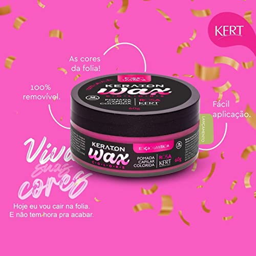 Keraton, Pomada capilar colorida temporária, 100% lavável, Wax Colors, 60g, Rosa - FL