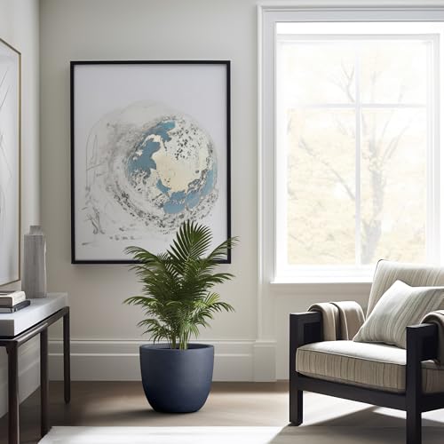 Image of Kante Accent Round Bowl Charcoal Concrete Planter 14 inch Dia, Outdoor