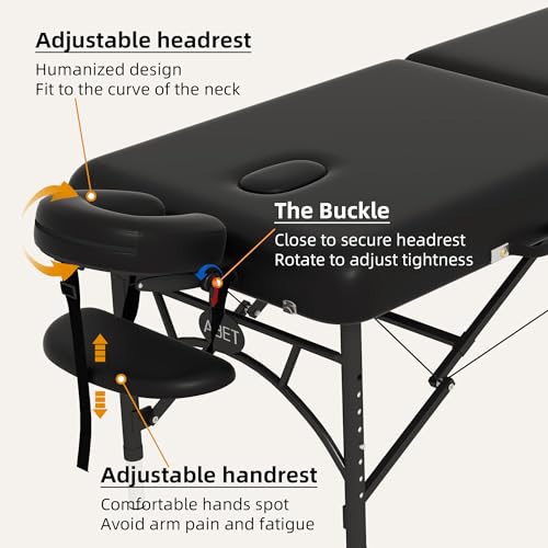 Massage Table 28 Inch Wide, Spa Tattoo Bed, Memory Foam PU Leather Professional 2 Fold Portable Facial Esthetician Salon Bed with Carrying Bag & Lightweight Aluminium Leg, Hold Up to 1100LBS - Image 8