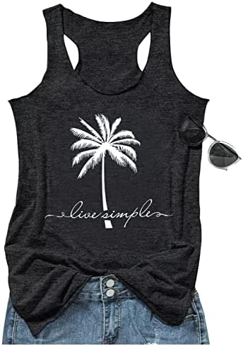 Womens Mandala Vintage Graphic Racerback Tank Tops Summer Casual Loose O-Neck Tanks Vest Vacation Classic-Fit Shirt Cami(Live Simple-Dark Grey,Small)