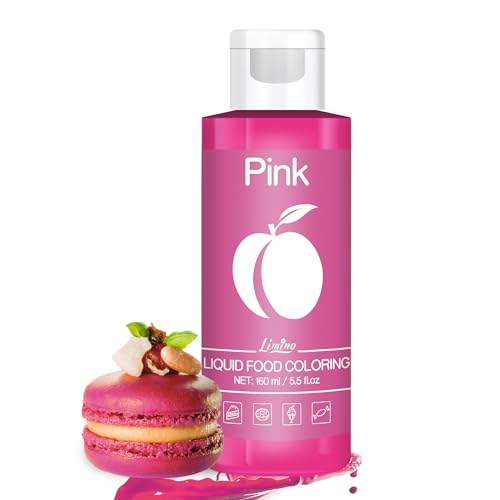 Colorante Alimentario - 160ml Colorante Alimenticio Líquido Insípido para Pastel Decorar, Hornear, Fondant y Macarron - Food Coloring Vivos para Glasear, Galletas, Hacer Limo y Manualidades (Rosa)