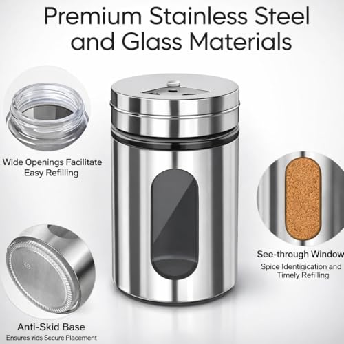 Image of Zapsol Stainless Steel & Glass Salt and Pepper Shakers, Set of 2