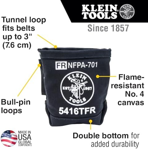 5416TFR Tool Bag, Flame Resistant Canvas, Bolt Storage with Double Reinforced Bottom and Tunnel Connect, 5 x 10 x 9-Inch, Black