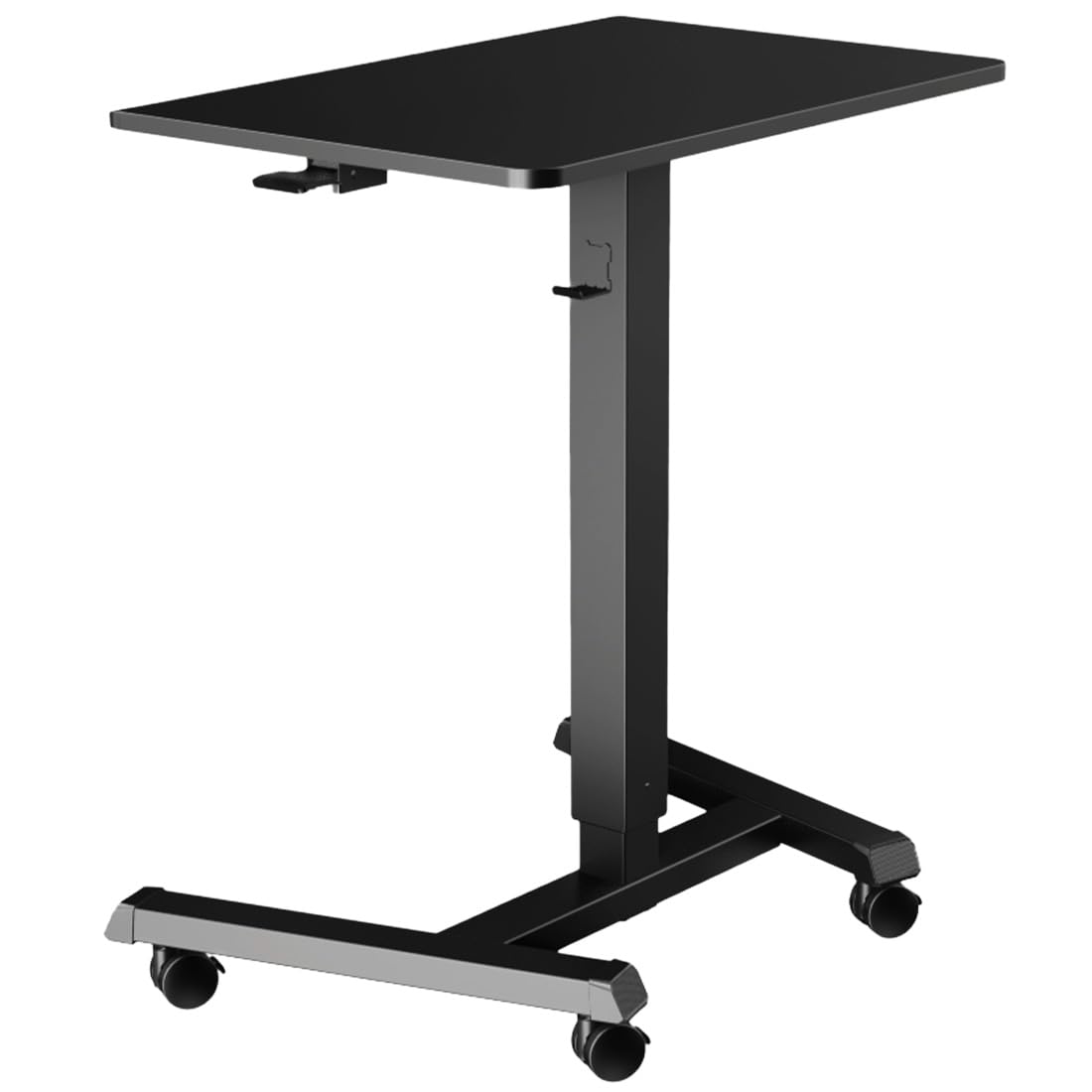 Stehpult Höhenverstellbar Tisch mit 4 Rollen, Steh-Sitz Schreibtisch | Mobiler Laptoptisch für Couch, Überbett-Tisch, Büro & Zuhause, Belastbar bis 14 kg, Schwarz, 65×45 cm