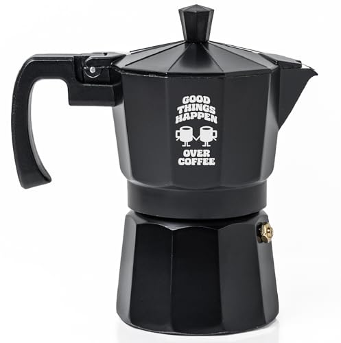Image of Sipologie Roma Moka Pot, Black 180 ml, Customised - Good Things Over Coffee