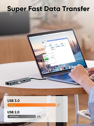 Image of CableCreation USB C Hub for Laptop Multiport Adapter,Pro Series 7 in 1 Type C Dongle Docking Station USB-C Adapter with 4K 30Hz HDMI,1000Mbps RJ45 Ethernet, 100W PD, SD /TF Card, 2 USB 3.0 5Gbps Data
