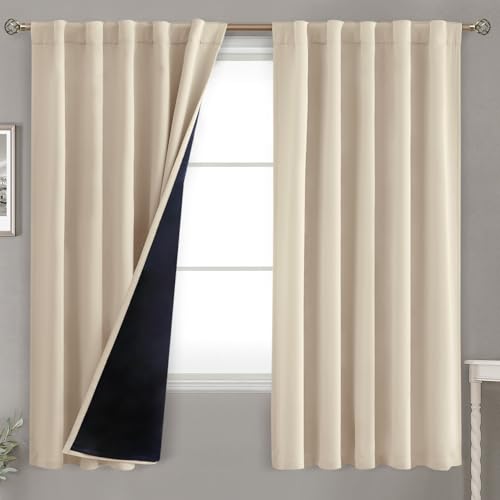 BGment 100% Blackout Curtains with Thermal Insulated Liner, Champagne