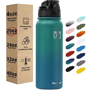 Fanhaw Insulated Water Bottle with Chug Lid – 20 Oz Double-Wall Vacuum Stainless Steel Reusable Leak & Sweat Proof Sports Water Bottle Dishwasher Safe with Anti-Dust Standard Mouth Lid (Green Blue)