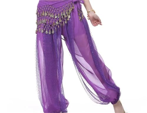 Sarouel de danse du ventre fluide et brillant pantalon lanterne taille unique pour femme