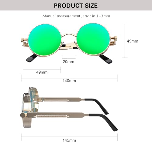 Image of PROUDDEMON Retro Gothic Steampunk Sunglasses for Women Men Round Lens Metal Frame